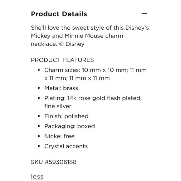 Disney's Mickey Mouse & Minnie Mouse Two Tone Crystal Heart Charm Bracelet - Picture 3 of 4